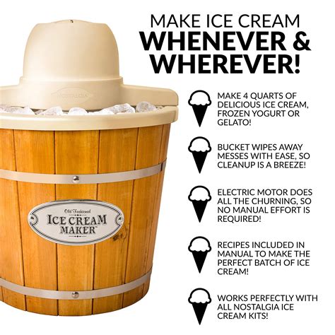 Buy Nostalgia Electric Ice Cream Maker Old Fashioned Bucket Style Ice