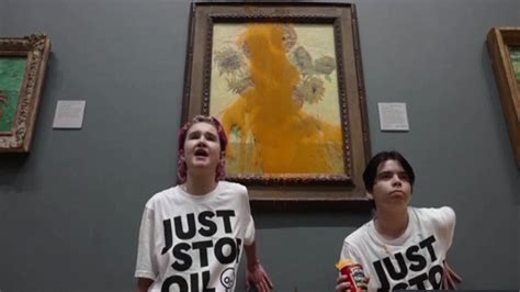 Climate Protestors Throw Soup On Vincent Van Goghs ‘sunflowers