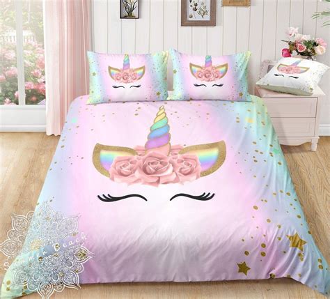 A wide variety of bedroom sheets options are available to you Lashes Unicorn Bed Set | Unicorn bedroom decor, Unicorn ...