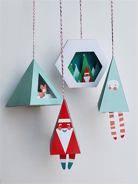 3d Christmas Ornaments 1 4 In A Set Printable Paper Etsy Easy