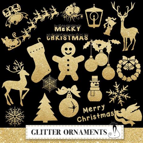 Christmas Clip Art Glitter Ornaments Glitter Clip Etsy