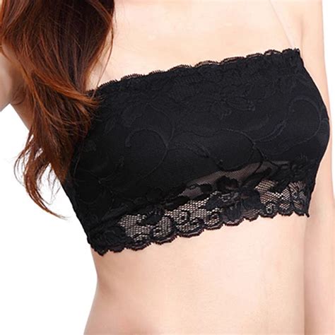 Women S Sexy Lace Casual Crop Boob Bandeau Bra Strapless Seamless Solid Color Retail Wholesale