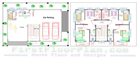 6 Storey Residential Building Plans And Section Two Bedrooms Per Unit