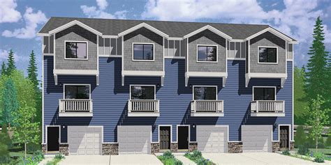 Efficient Living 4 Plex Town House Plans