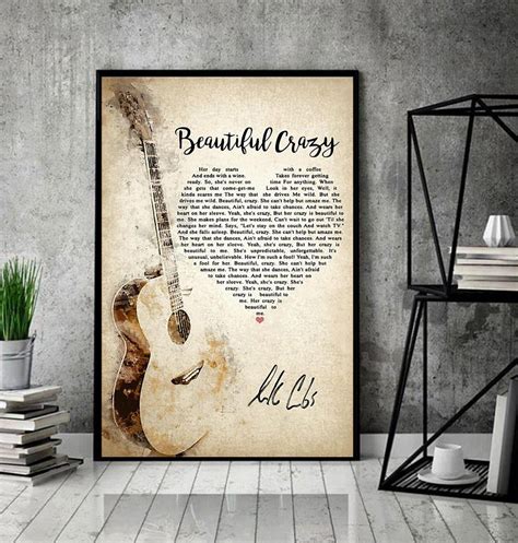 Luke Combs Beautiful Crazy Lyrics Song Wrapped Canvas Lyric Prints