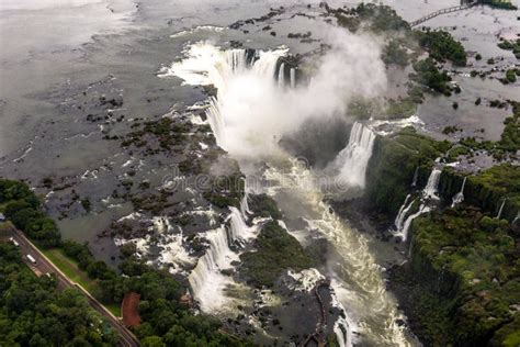 Helicopter View Of Iguazu Falls Stock Image Image Of Fall Helicopter