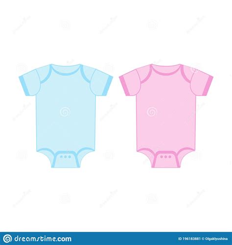 Vector Blue And Pink Blank Baby Bodysuit Template Mock Up