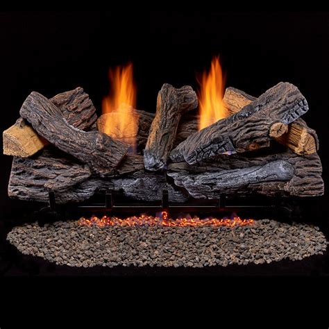 Vented gas logs have always looked much more realistic but require all the same components of a wood burning fireplace — cutting a hole in the wall or the roof is. Duluth Forge Stacked Red Oak 30 in. Vent-Free Gas ...