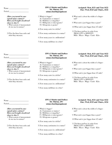 Metrics And Prefixes Worksheet For 7th 10th Grade Lesson Planet