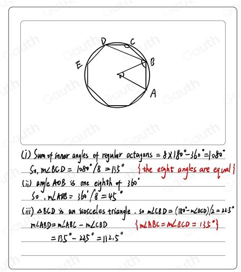 Solved 10 The Diagram Shows Part Of A Regular Octagon Abcdefgh O Is The Centre Of The Circle