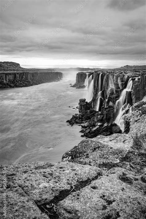 Dettifoss Waterfall Iceland Black And White Abstract Long Exposure
