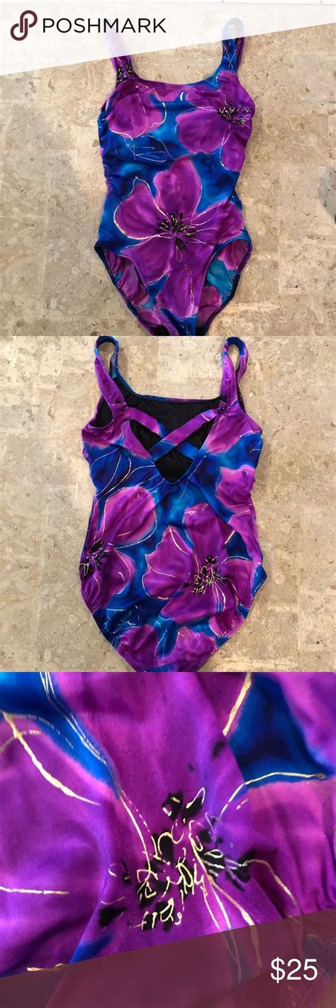 longitude purple floral one piece swimsuit 10 nwot floral one piece swimsuit one piece