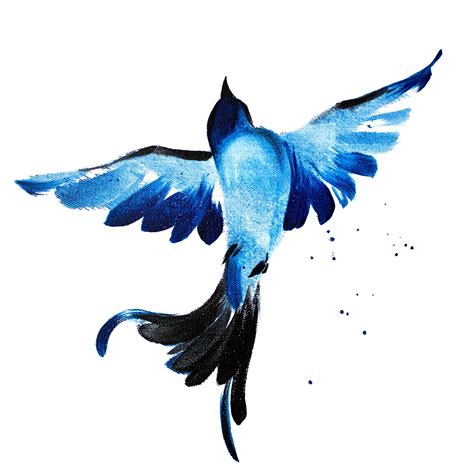 Digital Illustration With Oil Painted Flying Blue Bird Blue Bird Print