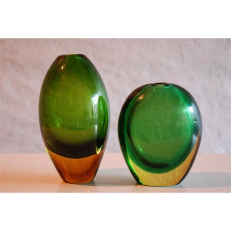 Circa 1950 Flavio Poli Murano Green And Yellow Glass Vase For Seguso Vetri D Arte Chairish
