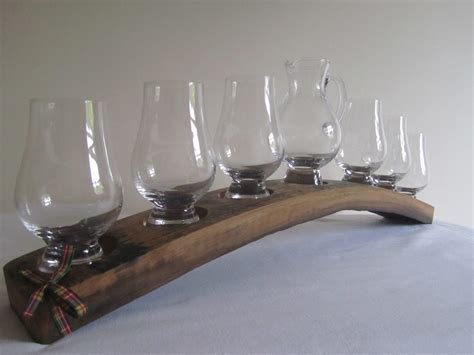 Whisky Glass Tasting Tray With 6 Glencairn Glasses And 1 Jug