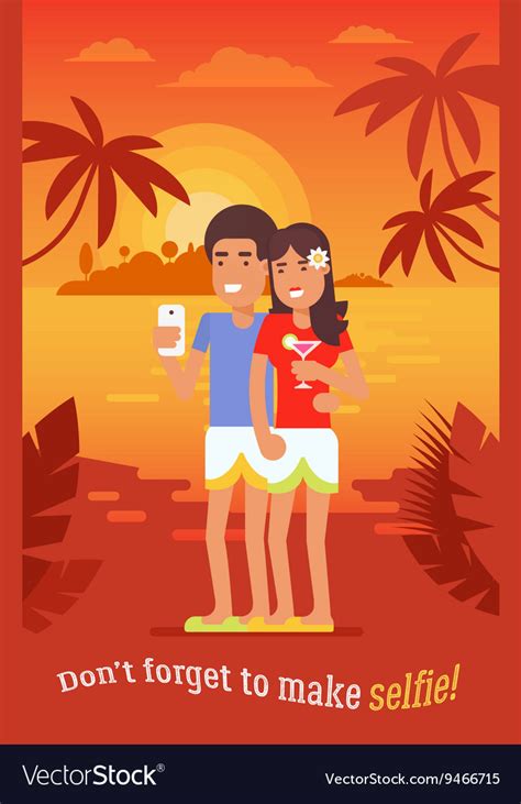 Couple Vacation Selfie 3 Royalty Free Vector Image