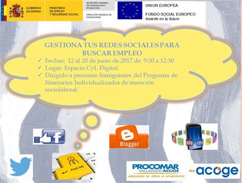 Gestiona Tus Redes Sociales Para Buscar Empleo Procomar Valladolid Acoge