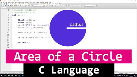 C Program To Find The Area Of A Circle Using Radius Youtube