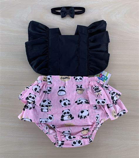 jardineira panda em 2020 roupas infantins moda infantil para meninas