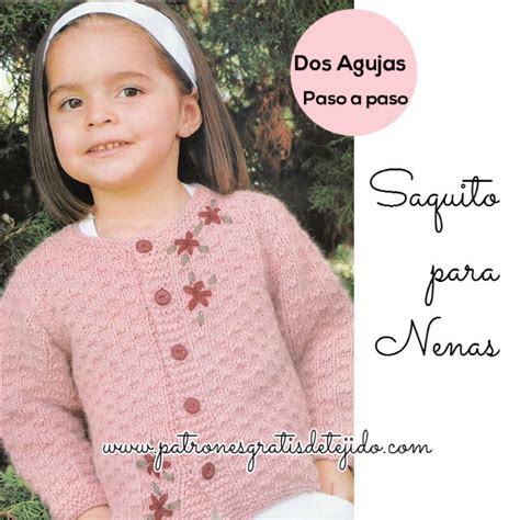 Conjunto chaqueta y gorro para niña tejido con dos agujas y flores bordadas. Saco para niña tejido con dos agujas / Tutorial paso a ...