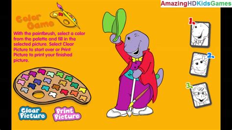 Barney and friends in new rainbow color coloring page fun for kids to learn art. Barney Coloring Games - Free Coloring Page