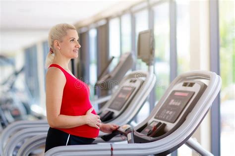 Pregnancy Gym Fitness Pregnant Woman Exercising Stock Image Image Of