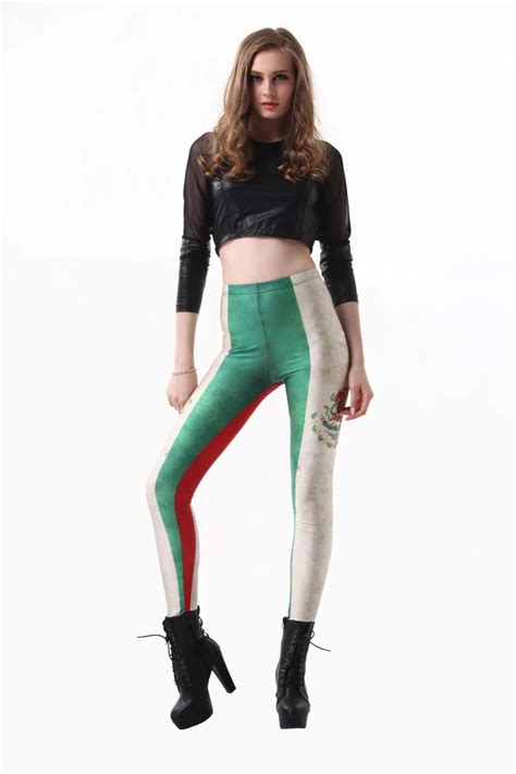Fashion Women Mexico Flag Leggings Slim Fit Thin Elastic Polyester Cos Party Pants Casual