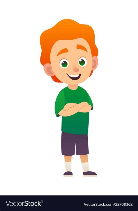 Cartoon Redhead Boy Posing Arms Crossed Royalty Free