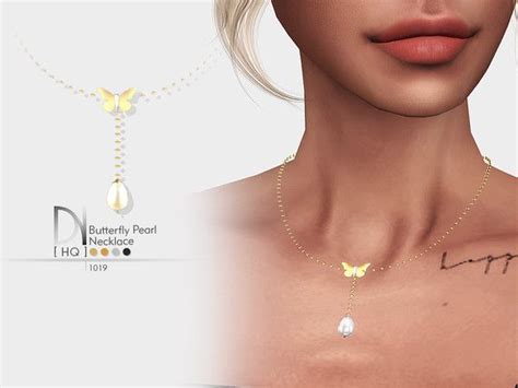 Darknightts Butterfly Pearl Necklace Sims 4 Sims Sims 4 Piercings