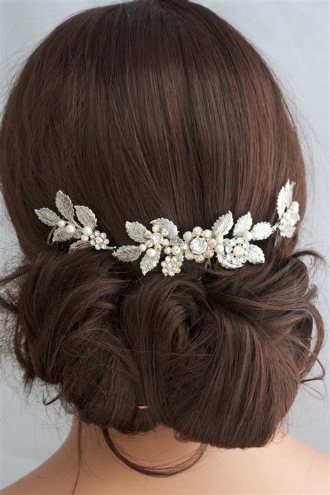 Antique Silver Wedding Hair Accessory Leaf Hair Vine Headpiece Etsy