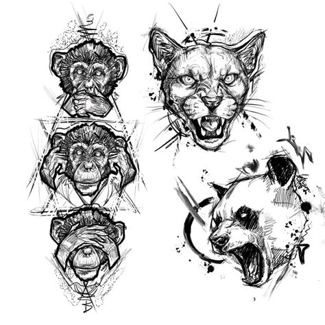 Sketch Animals Tattoo Designs