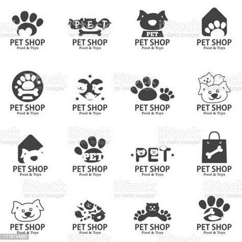 Pet Shop Food And Toys Badges Set Logo Design Templates For Pets Care