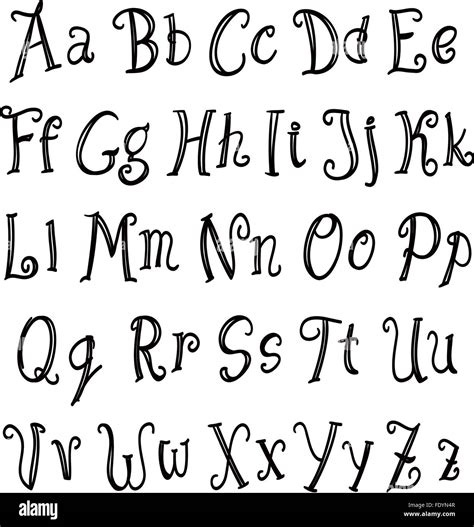 Hand Lettering Alphabet Set Black On White Vector Stock Vector Art