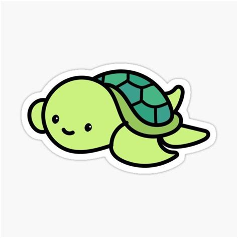 Cute Turtle Illustration Sticker By Cobyc10916 Cute Stickers Preppy