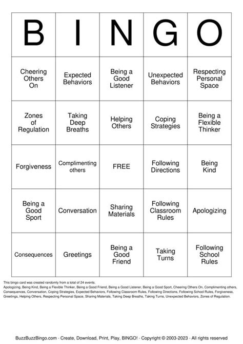 Social Skills Bingo Cards To Download Print And Customize