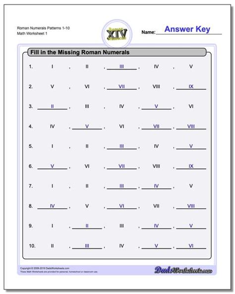 Free Printable 5th Grade History Worksheets Roman Numerals
