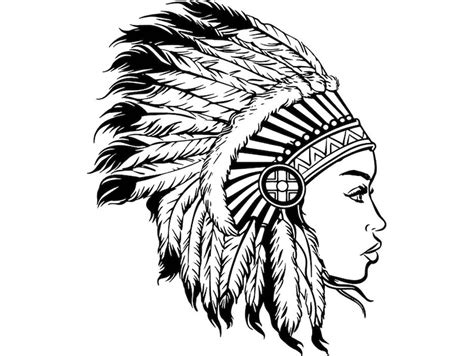 Indian Woman Cherokee Headdress Native Traditional Mascot Etsy