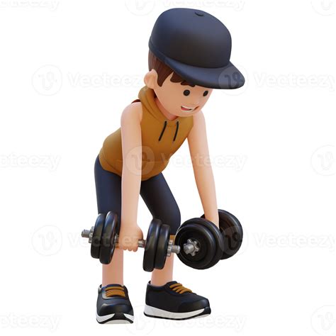 3d sportsman character performing dumbbell bent over reverse fly 26469113 png