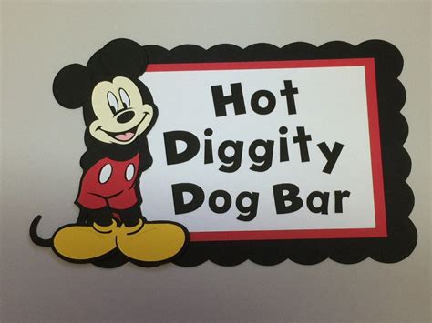 Hot Diggity Dog Bar Party Table Sign Mickey Mouse Birthday Party