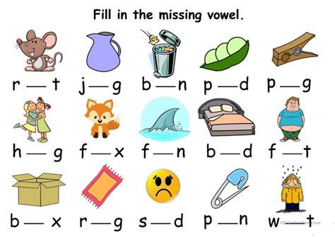 Missing Vowels Worksheets 99worksheets