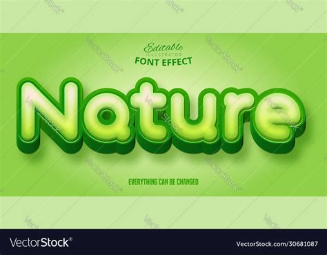 Nature Text Effect Green Editable Font Style Vector Image