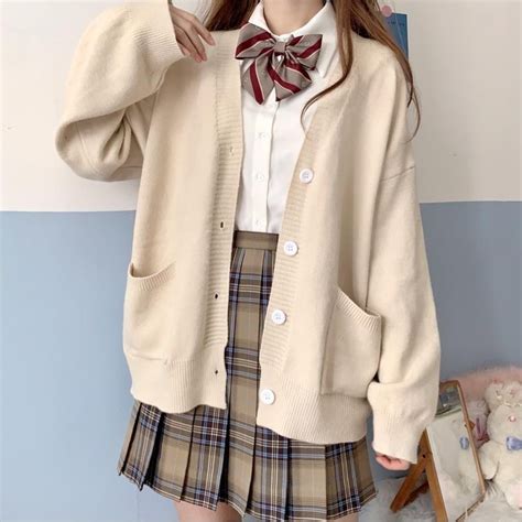 Japan School Sweater Spring Autumn 100 V Neck Cotton Knitted Sweater Jk Uniforms Cardigan