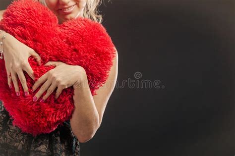 Mature Woman Hug Big Red Heart Stock Image Image Of Valentine Attractive 107997817