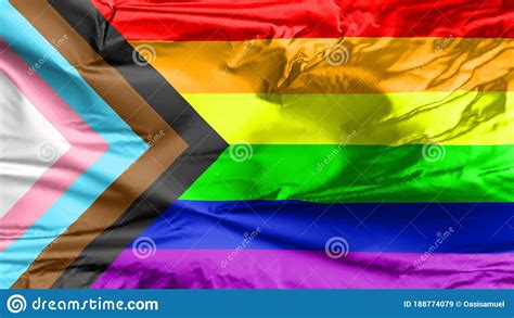Lgbt Rainbow Flag With Inclusion And Progression Colors Stock Image