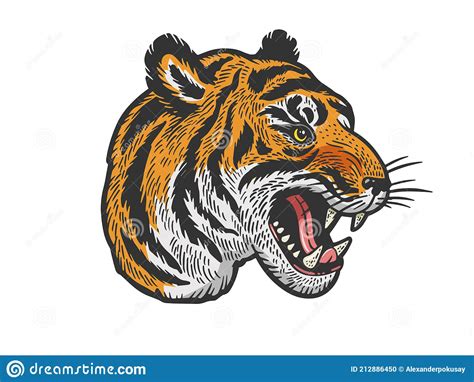 Tiger Head Tattoo Sketch Vector Illustration Stock Vector