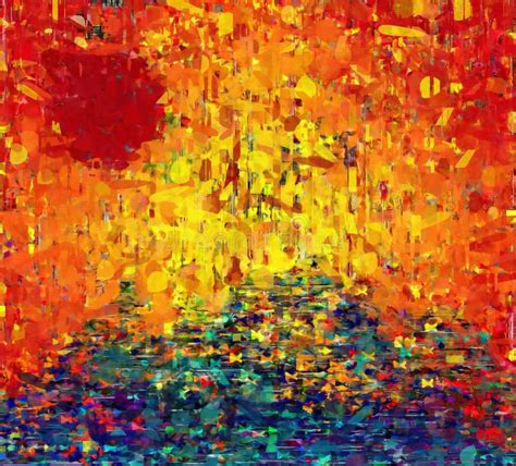 Red Sunset Abstract Painting Stock Illustration Illustration Of