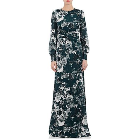 Emanuel Ungaro Womens Floral Silk Open Back Gown 1680 Liked On
