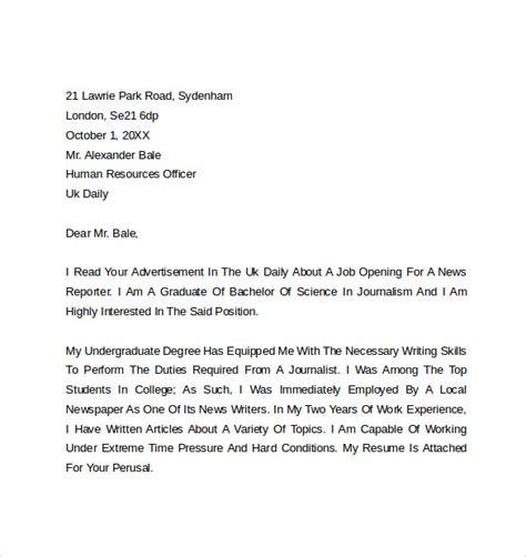 Via job hero sometimes, you will be required to write a cover letter in an email rather than an attached document. FREE 9+ Simple Cover Letter Examples in PDF | MS Word