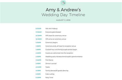 wedding itinerary templates  timelines