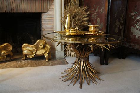 20th century price on demand. The Modern Sophisticate: Vintage Gold Wheat Sheaf Tables